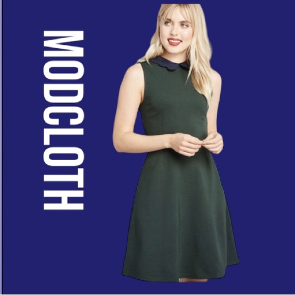 ❤️NWOT Modcloth Green All Polished Up Fit & Flare Scalloped Neck size XL❤️ - Picture 1 of 13